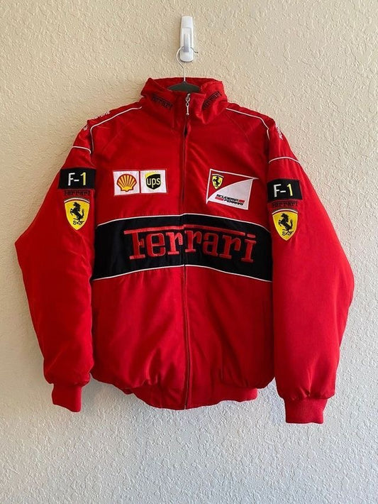 Red Ferrai F1  full embroidery parachute jacket