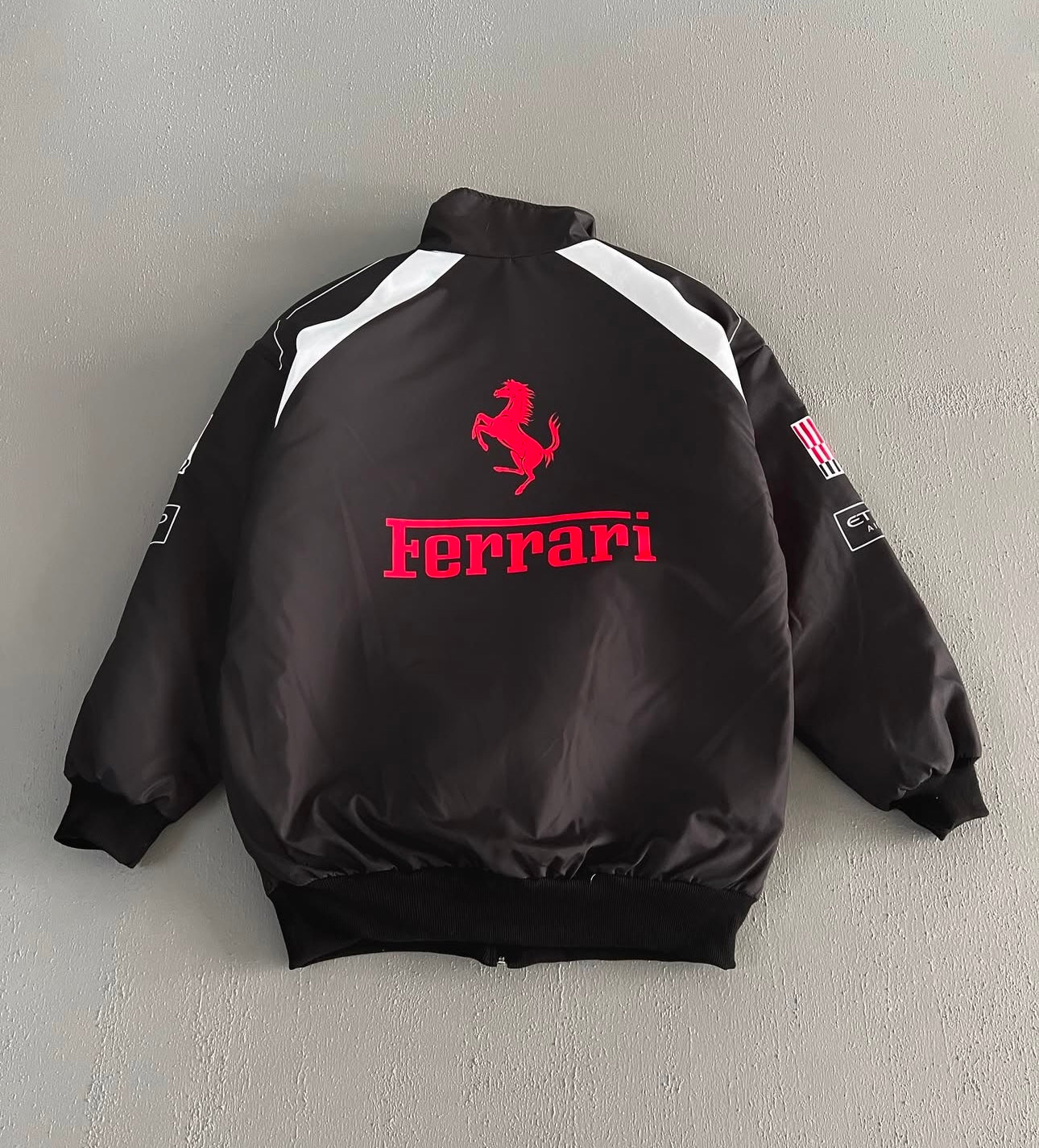 F-1 ferrari black parachute material jacket