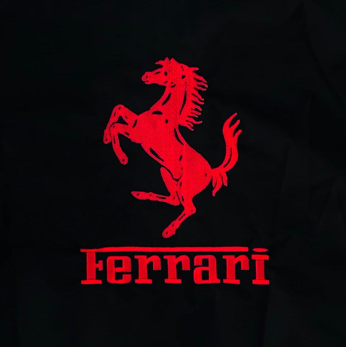 Black Ferrari F1 jacket denim material full embroidery