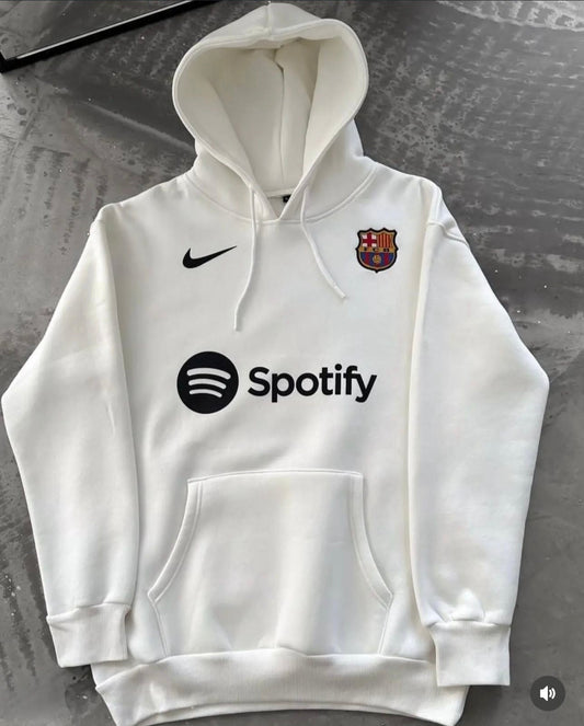 Barcelona Customize White Hoodie