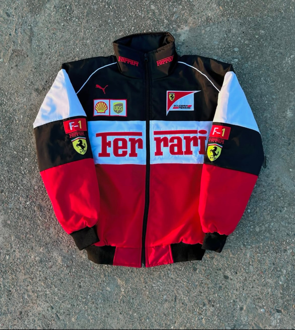 Ferrai F1  fully embroidery denim material jacket