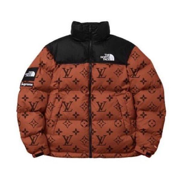 North face brown & black printed parachute material jacket