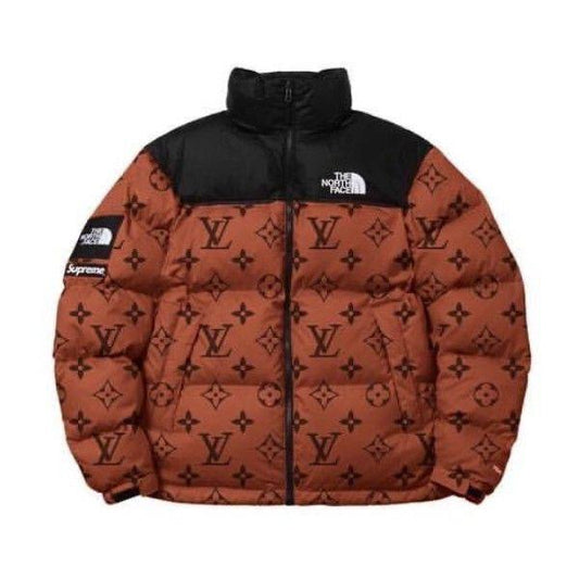 North face brown & black printed parachute material jacket