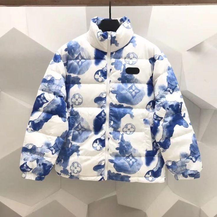 Premium quality blue & white LV printed parachute material jacket